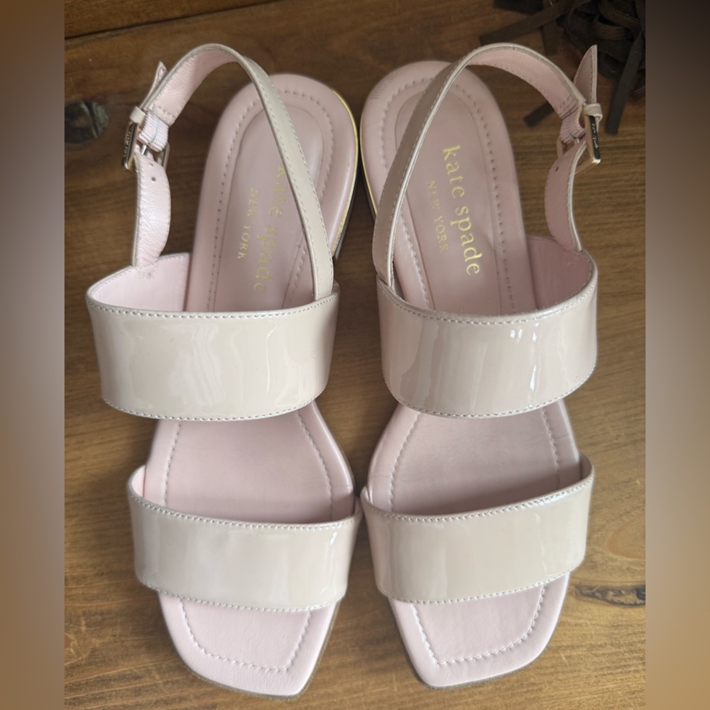 Kate Spade New York Merritt Patent Leather Pink Slingback Sandals Sise 7.5 - Picture 4 of 10